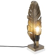 Stolná lampa v štýle Art Deco bronzová s mramorovým podstavcom - Leaf