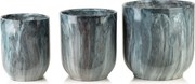 Sada 3 ks keramických květináčů NEVA MARBLE IV modrá/šedá