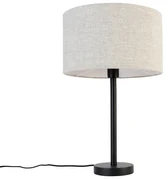 Moderná stolná lampa čierna s tienidlom z bouclé svetlosivej 35 cm - Simplo