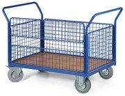 Plošinový vozík s drôtenými výplňami, 1200x800 mm, nosnosť 200 kg, kolesá 125 mm so sivou gumou