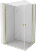 Mexen Mist-B Duo, 2-krídlový výklopný sprchový kút 80 x 70 cm, číre sklo, zlatý matný profil, 8A2-080-070-55-00
