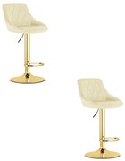Set dvoch barových stoličiek KAST zamatové béžové (zlatá noha) 2 ks