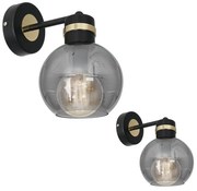 Nástenné svietidlo Omega, 1x grafitové sklenené tienidlo, b/g