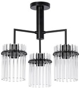 Luster na tyči 3xE27/60W/230V čierna/číra