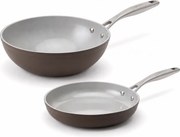 Elmich Základná súprava keramických panví Zen 2 ks - klasická + wok, hnedá