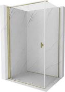 Mexen Mist-B, 1-krídlový výklopný sprchový kút 70 x 75 cm, číre sklo, zlatý lesklý profil, 8A2T-070-075-50-00