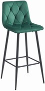 Tmavozelená barová stolička NADO VELVET s čiernymi nohami