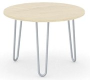 Okrúhly konferenčný stôl SPIDER, priemer 60 cm, sivo-strieborná podnož, doska dub prírodný