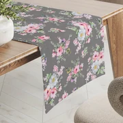 Biante Bavlnený behúň na stôl Sandra SA-553 Ružové kvety na sivom 20x120 cm