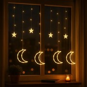 Dekoračný svetelný záves mesiaca a hviezdy
