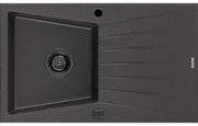Mexen Cesar granitový jednokomorový drez s odkvapkávačom 775 x 470 mm, Čierna škvrnitá, Sifón Čierna - 6514771010-76-B