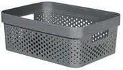Sivý úložný košík Curver Infinity Dots, 11 l