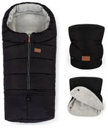 PETITE&MARS - SADA Detský fusak 3v1 JIBOT + rukávniky na kočiar JASIE čierna