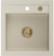 Mexen Vito, granitový drez 520x490x210 mm, 1-komorový, béžová so zlatým sifónom, 6503521000-69-G