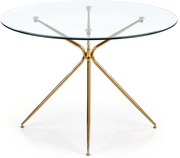 Stôl Rondo 110 Sklo/Oceľ – Transparentný/Zlatá