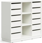 Úložná skrinka CASPER, 12 zásuviek, 3 priehradky, so soklom, biela