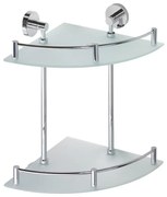 Sapho Sapho, X-ROUND E polička sklo roh dvojitá s hrazdou 280x355x380mm, chróm, XR604