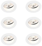 Sada 6 ks Zapustené bodové biele nastaviteľné okrúhle - skľučovadlo 70