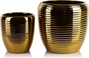 Sada 2 ks keramických květináčů NEVA XIV zlatá