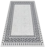 Koberec ALLURE 1960 grécky kľúč / rám, štruktúrovaný / glamour, biely / sivý