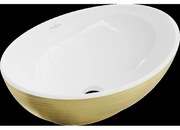 Mexen Elza umývadlo na dosku 40 x 33 cm, Biela/Zlatá čiarový vzor - 21014017