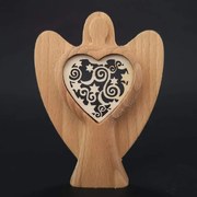 AMADEA Drevený anjel s vkladom - ornament, masívne drevo, výška 10 cm