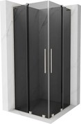 Mexen Velar L Duo, sprchový kút s posuvnými dverami 80 x 80 cm, 8mm šedé sklo, brúsená oceľ, 871-080-080-02-43-97