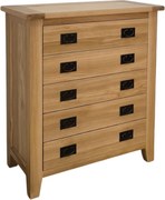 Komoda - bielizník s 5 širokými zásuvkami, 90x43x100 cm