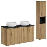 Koupelnová sestava Nova Oak s umyvadly a skříňkami 120 cm dub evoke/černá
