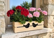 AMADEA Drevený obal na kvetináč s vtáčikmi, 52x21,5x17cm, český výrobok
