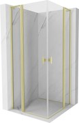 Mexen, Mexen Mist L Duo výklopný sprchový kút 90 x 90 cm, transparentný, brúsené zlato - 8A4L-090-090-55-00