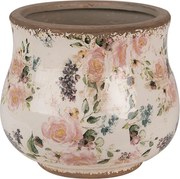 Béžový keramický obal na kvetináč s ružami Rosina S - Ø16*14 cm