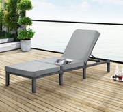 Polohovateľné ratanové lehátko BestBerg BBRF-1140G / sivá