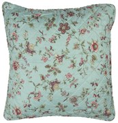 Tyrkysový povlak na vankúš s kvetmi Flowers - 50 * 50 cm