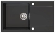 Sink Quality Sink55, kuchynský granitový drez 780x460x215 mm + chrómový sifón, čierna, SKQ-SINK.C.1KDOL.X