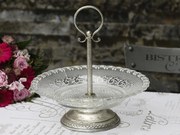 Sklenený poschodový etažér/miska so zdobením glass tray - 32 cm