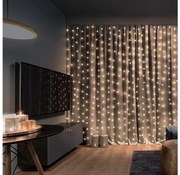 Brilagi - LED vianočný záves 300 LED/8 funkcií/3×AA/USB 1,2 m teplá biela