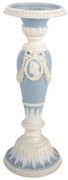 Modro-biely svietnik na úzku sviečku so zdobením - Ø 10*27 cm