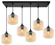 Závesné svietidlo Riffle, 6x medové sklenené tienidlo