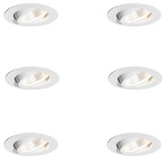 Sada 6 zapustených bodových svetiel biela 6,8 cm vrátane LED 750 lm stmievateľné IP65 - Gaius