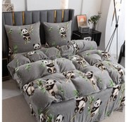 Mikroplyšové obliečky HAPPY PANDA sivá Rozmer obliečky: 70 x 80 cm | 140 x 200 cm