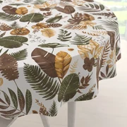 Biante Bavlnený okrúhly obrus Sandra SA-540 Hnedo-zelené listy na bielom Ø 50 cm
