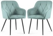 Sada dvoch jedálenských stoličiek DIAMANT zamatové, tyrkysové / čierne nohy (2 ks)