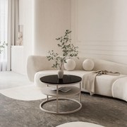 KONFERENČNÝ STOLÍK LEONARDO S POLICOU KAŠMÍR + ČIERNY LESKLÝ