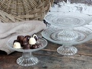 Sklenený podnos na nohe so zdobením Glass Pattern - Ø 15*7,5 cm