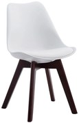 Stolička Borne V2 - plast / koženka, drevené nohy orech - Biela