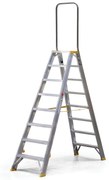 Obojstranné hliníkové schodíky ALVE FORTE s madlom, 2x8 stupňov, výška 1,7 m