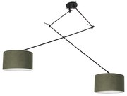 Inteligentné závesné svietidlo čierne s tienidlom 35 cm zelené vrátane 2 Wifi A60 - Blitz