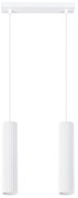 Závesné svietidlo Karbon, 2x biele kovové tienidlo