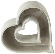 Šedý antik cementový kvetináč v tvare srdca Heart - 22*22*6 cm
